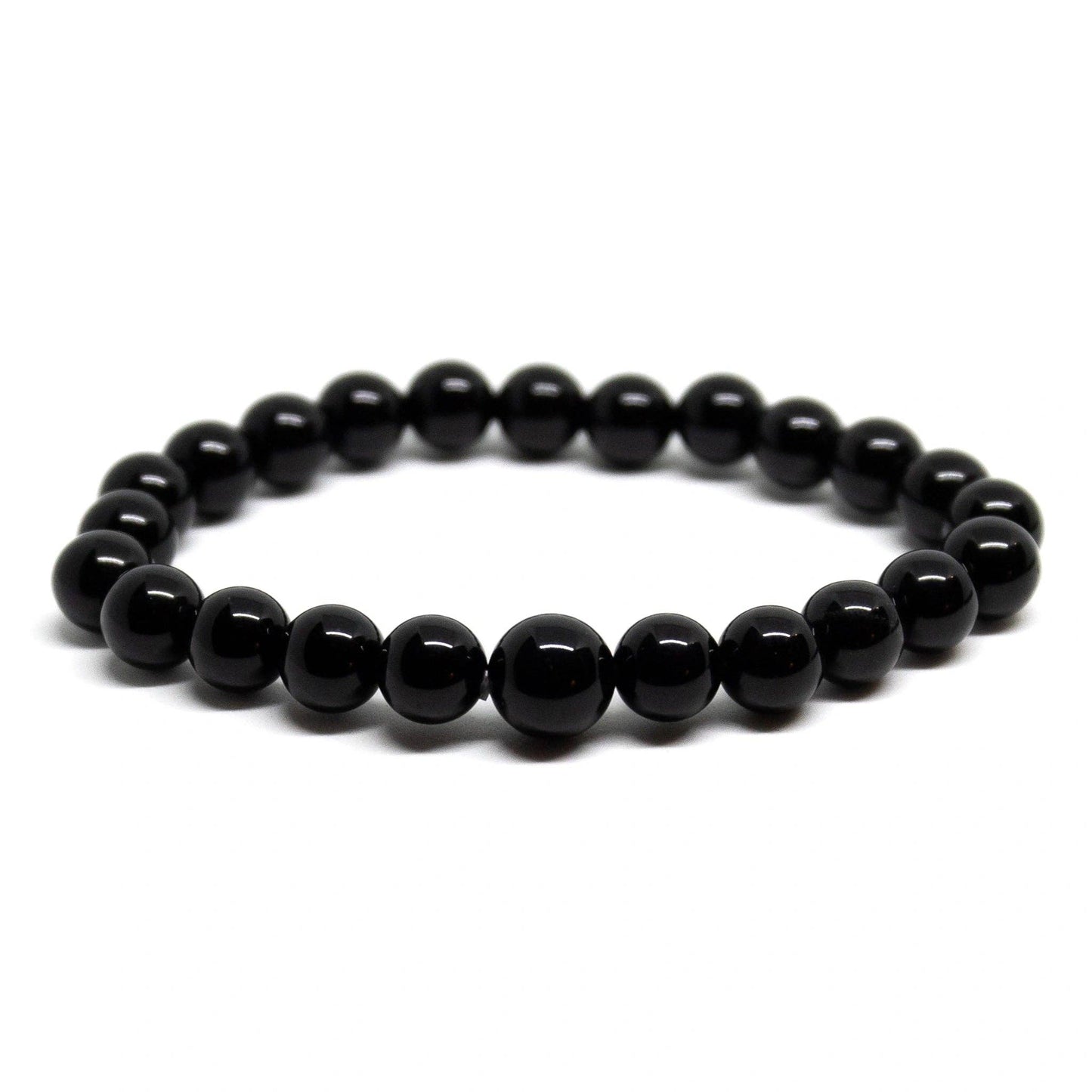 Black Tourmaline Round Beaded Bracelet - Wrist Mala 8mm