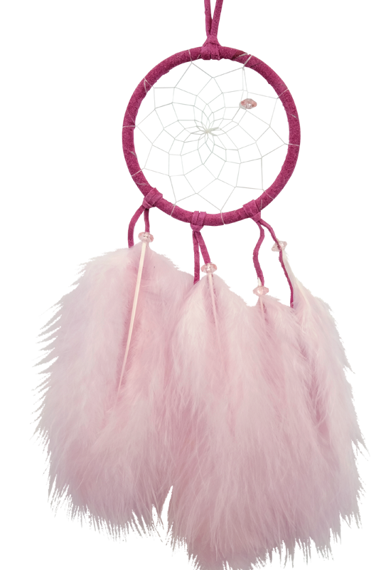 2.5" Pink Fluffy Dream Catcher