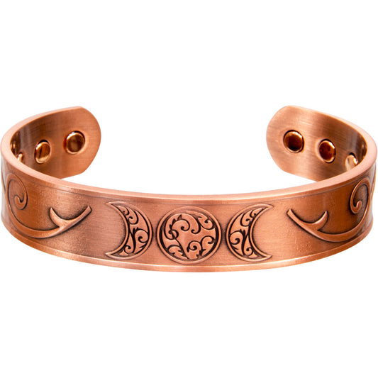 Magnetic Copper Bracelet - Triple Moon - Antiqued Copper