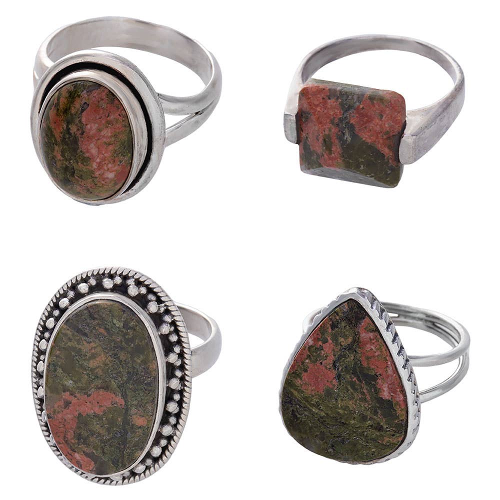 Unakite Sterling Silver Ring