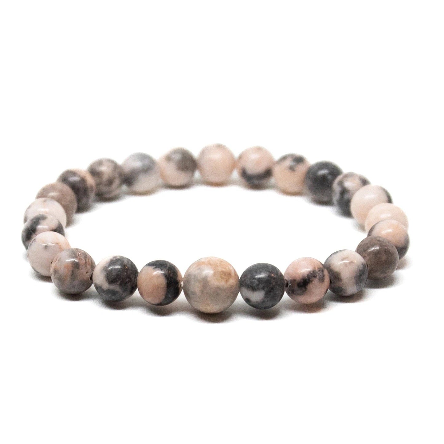 Pink Zebra Jasper Beaded Bracelet - Wrist Mala - 8mm