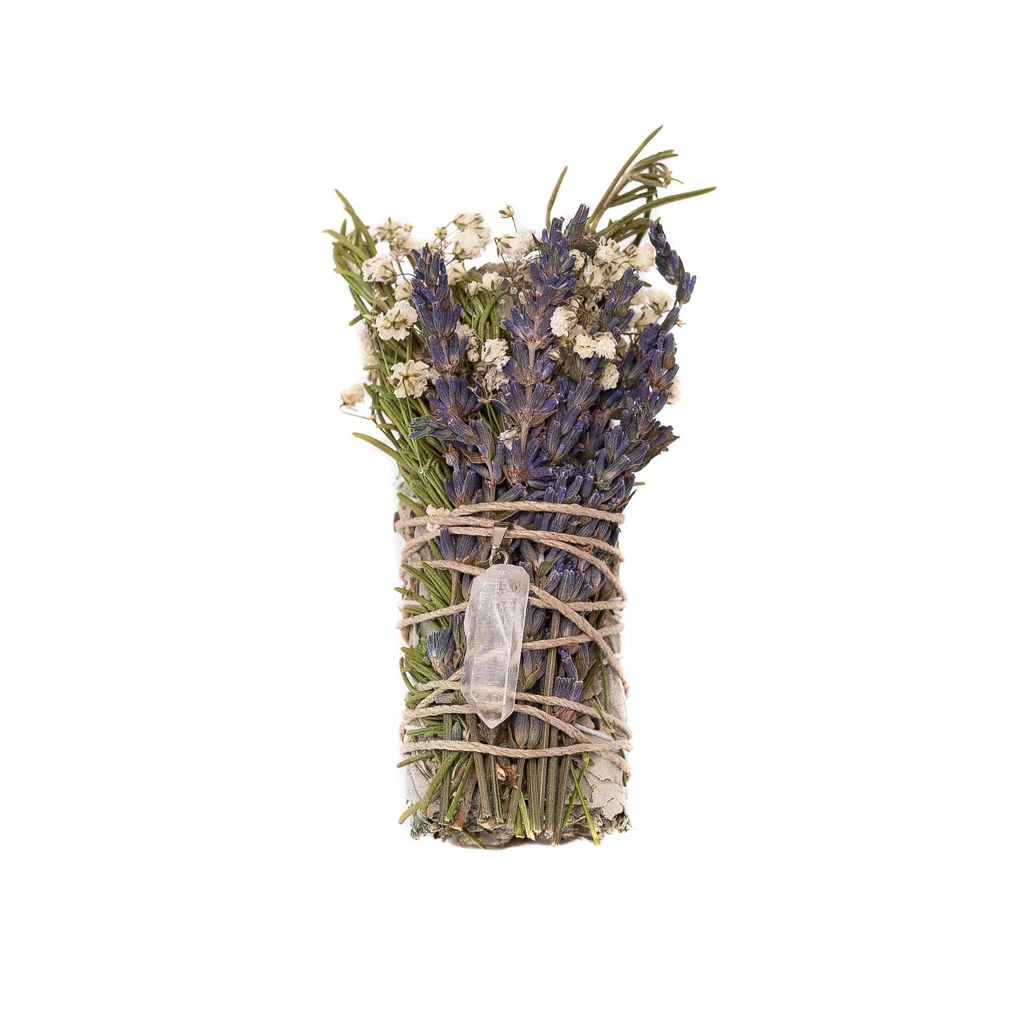 Floral Sage Lavender Clear Quartz Pendant Spiritual Cleansing Bundle