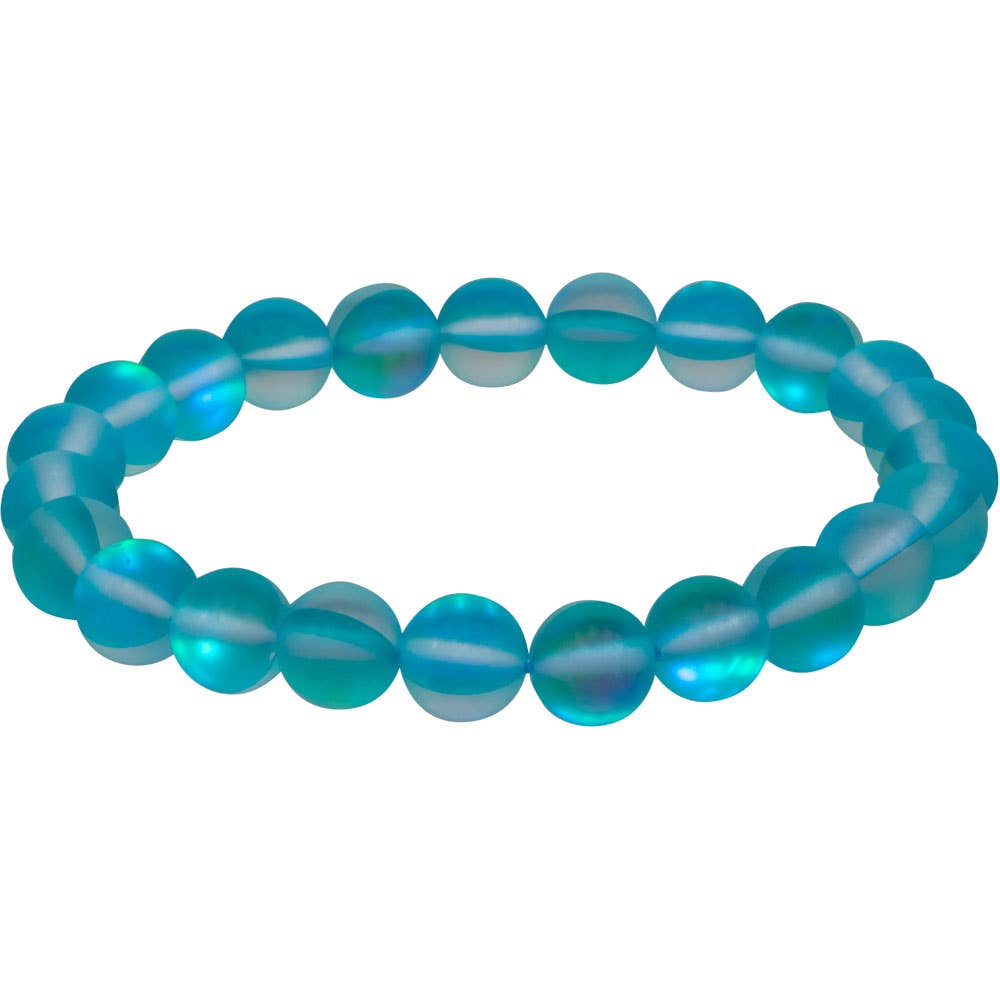Elastic Bracelet 8mm Round Beads - Glass Cat Eye Assorted