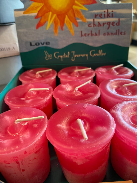 Love Herbal Votive Reiki Charged by Crystal Journey Candles