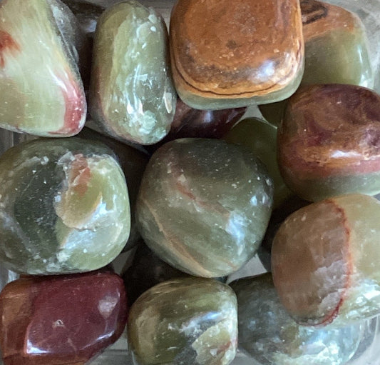 Aragonite, Green tumbled stone