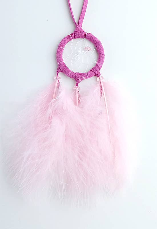 1.5" Pink Fluffy Dream Catcher