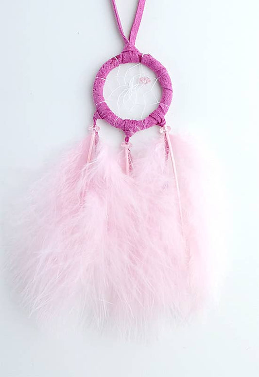 1.5" Pink Fluffy Dream Catcher