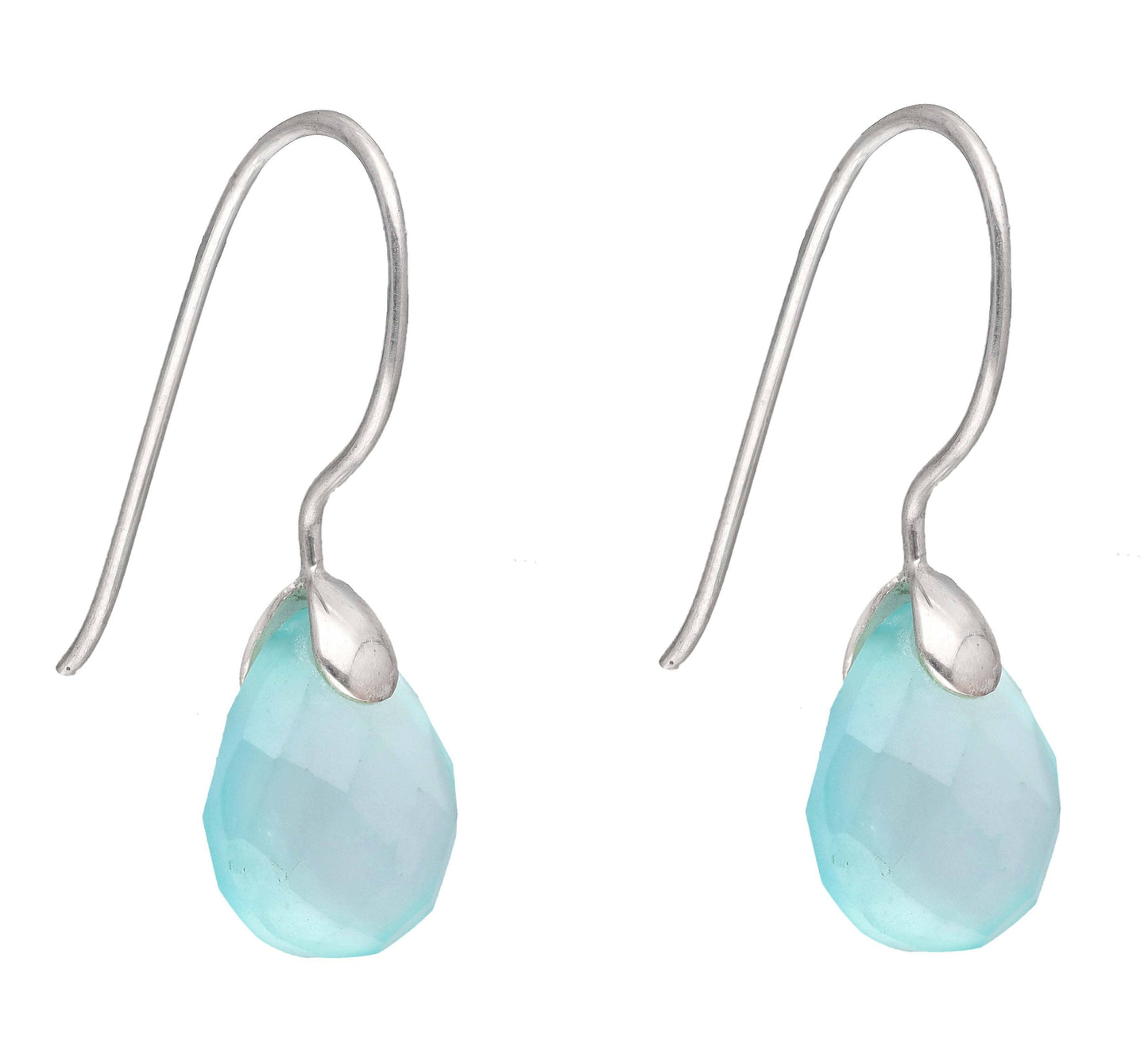 925 Sterling Silver Aqua Chalcedony Gemstones Earring