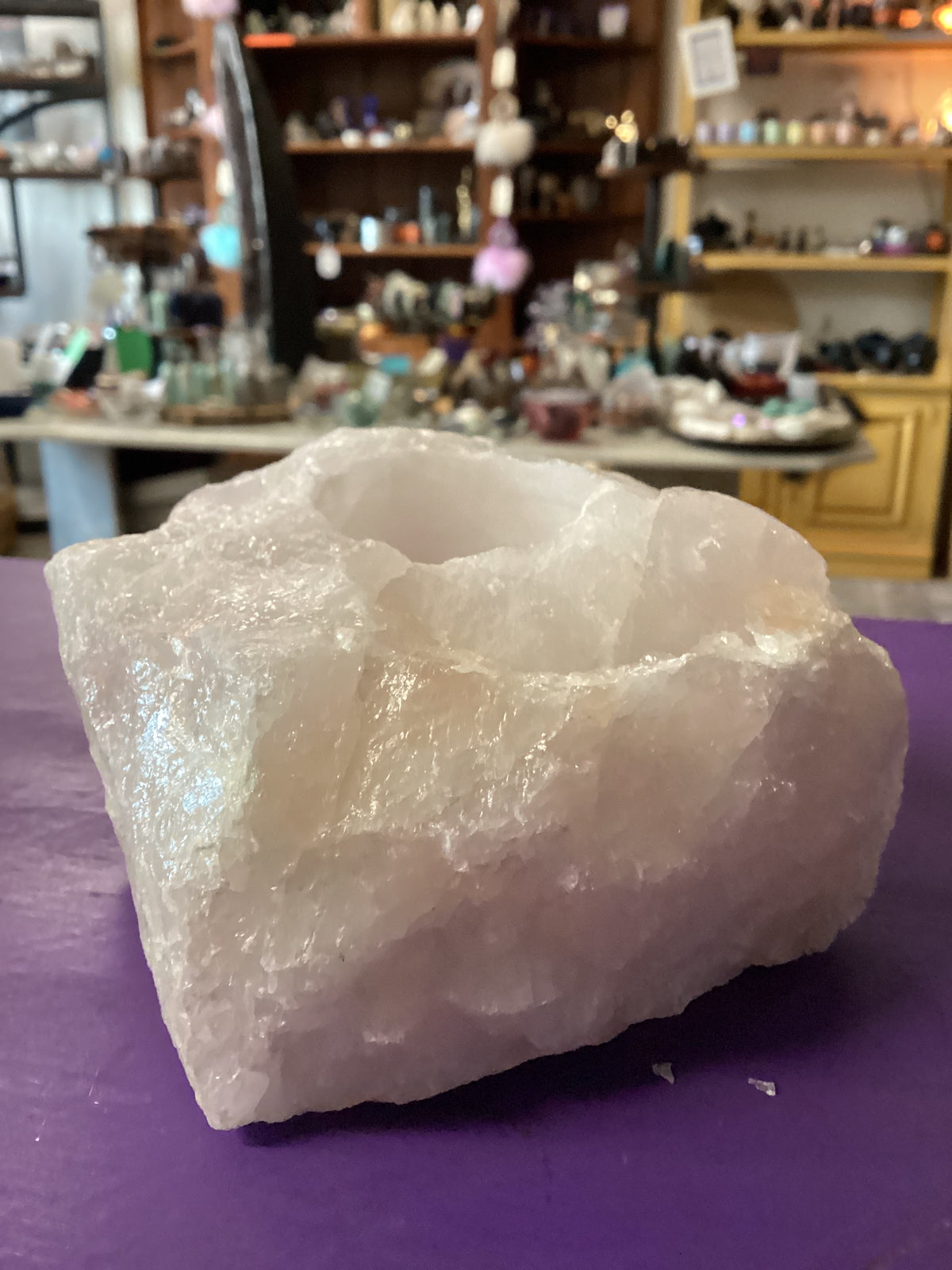 Tealight Holder Rough Rose Quartz