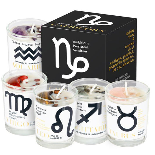 Zodiac Candle with Crystal Moon