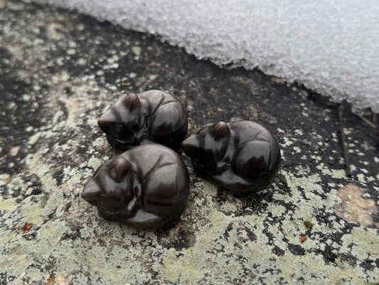 Silver Sheen Obsidian Sleeping Cat