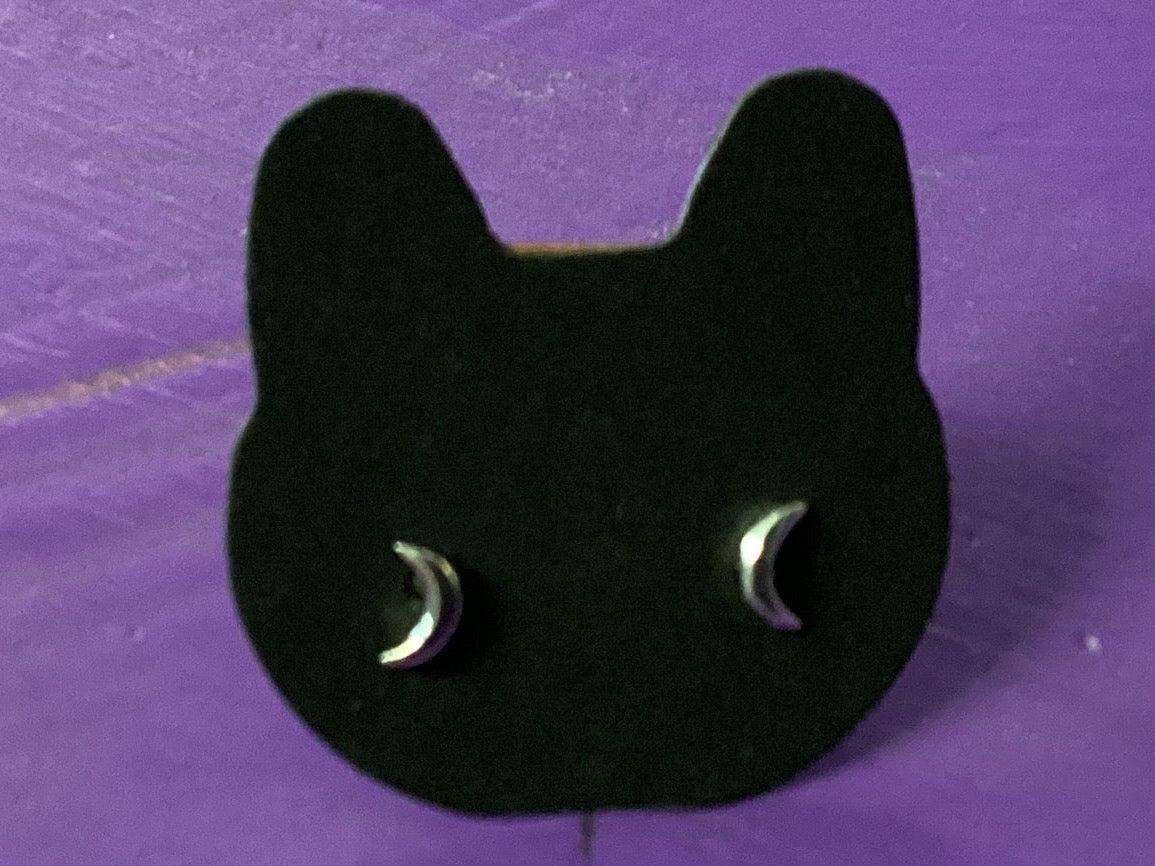 Sterling Silver Moon Stud Earrings