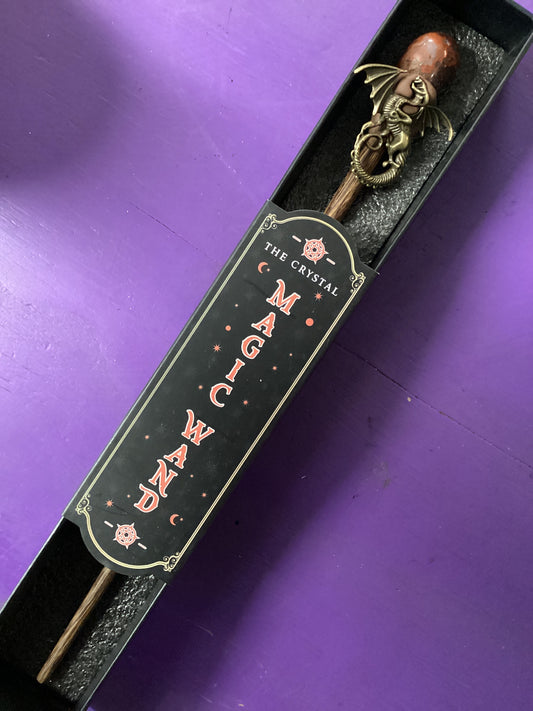 Magic Wand w/ Gift Box - Red Agate & Dragon