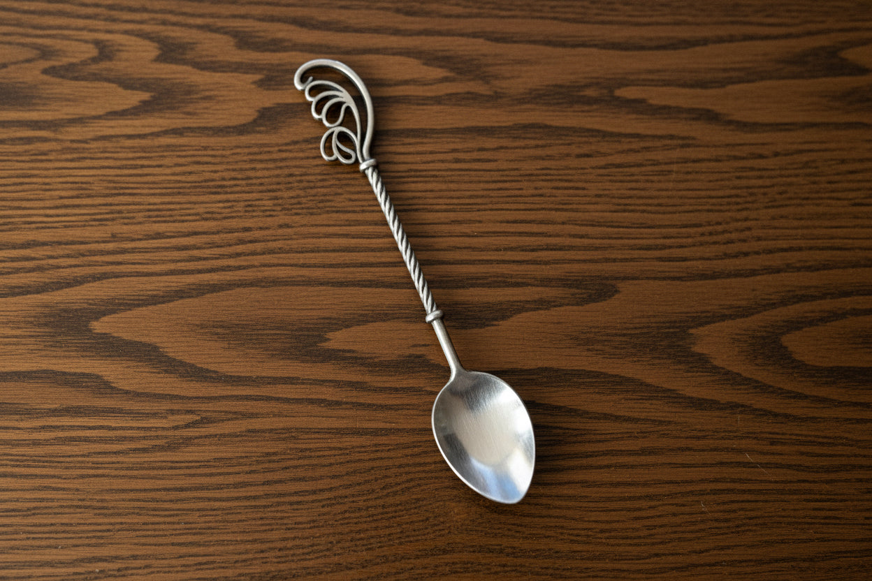 Alloy metal spoons with intricate designs