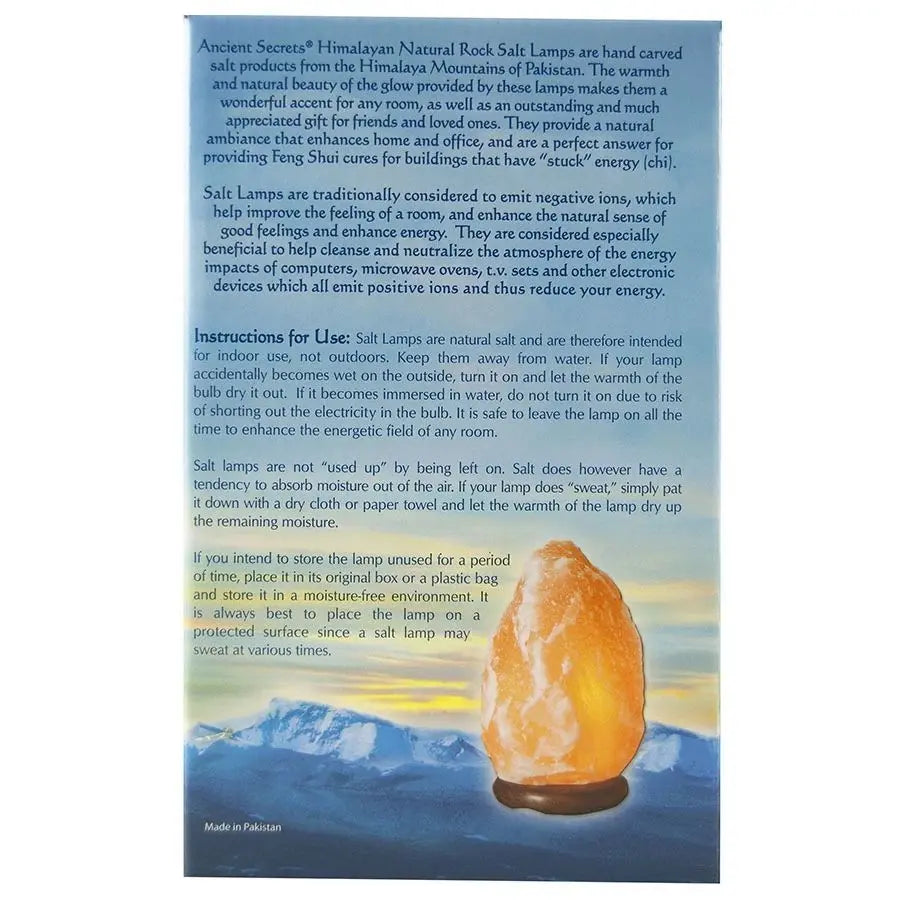 Ancient Secrets Medium Himalayan Rock Salt Lamp Medium 3-5 lbs.