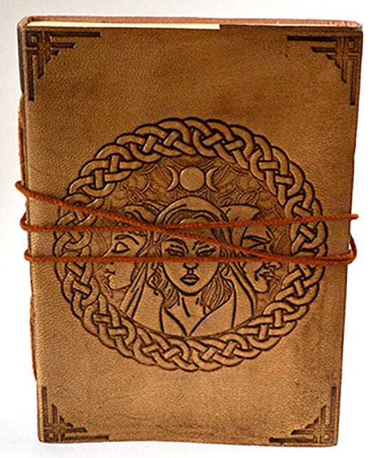 5" x 7" Triple Goddess leather blank book w/cord