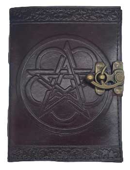 Pentagram leather blank book w/ latch