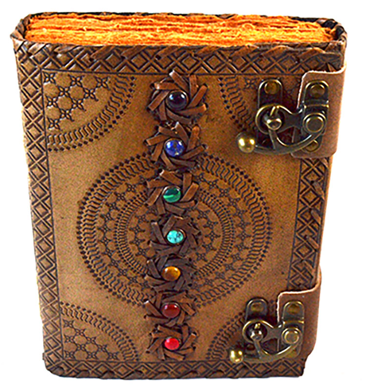 7 Chakra with aged-looking paper leather w/ latch