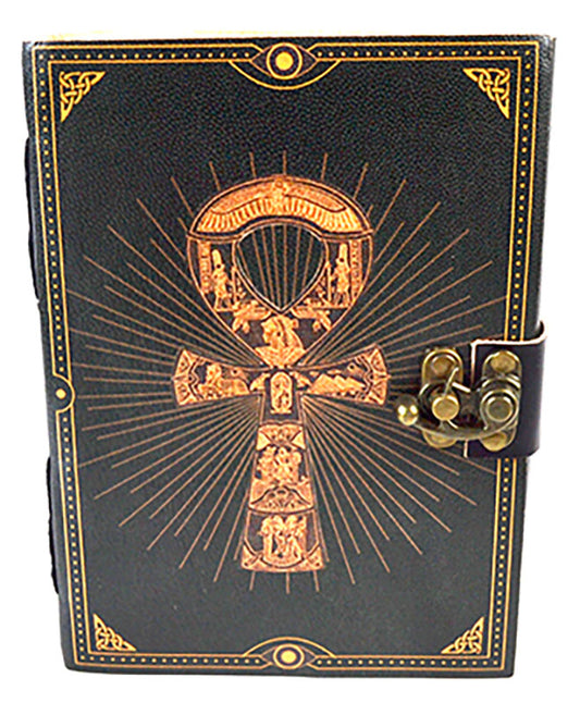 Ankh leather blank book w/ latch 5" x 7"
