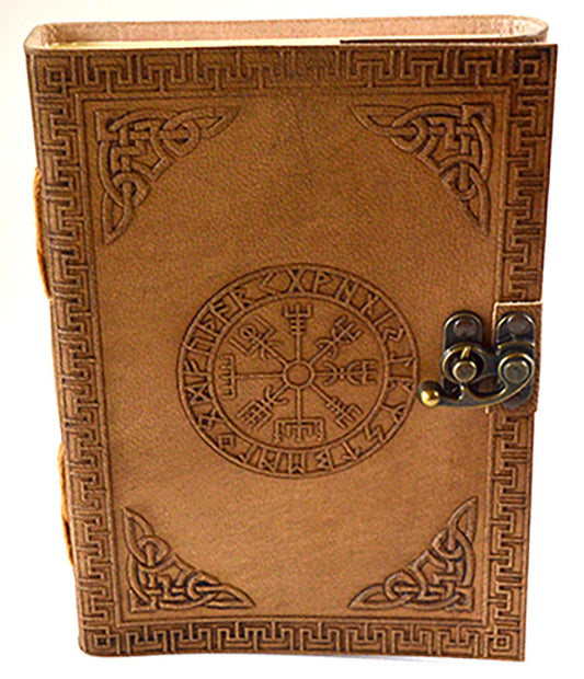 Rune leather blank book w/ latch 5" x 7"