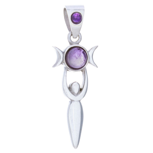 Goddess Pendant Triple Moon w/ Amethyst