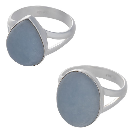 Angelite Split Shank Sterling Silver Ring 17-20mm Stone