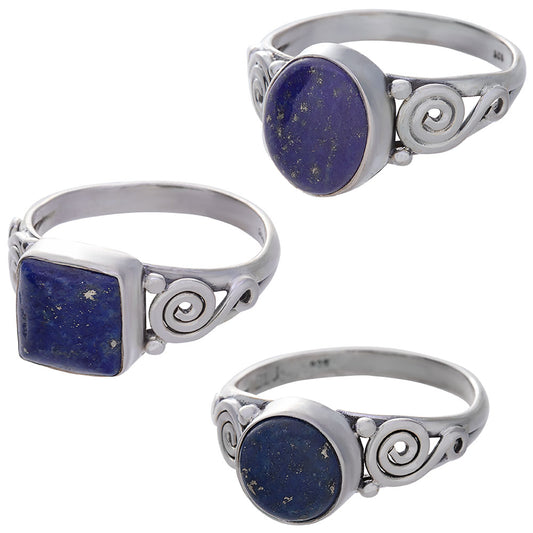 Lapis Lazuli Cab Assorted Shapes Spiral Band Ring 9mm-11mm