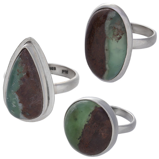 Chrysoprase Ring Assorted Shapes 17-30mm Sterling Silver