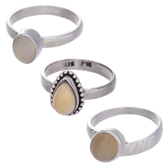 Ethiopian Opal Ring Assorted Shapes 10-16mm Sterling Silver