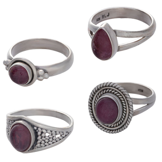 Ruby Ring Small Fancy 6-16mm Sterling Silver