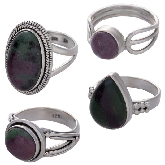 Ruby Zoisite Sterling Silver Ring 12-21mm