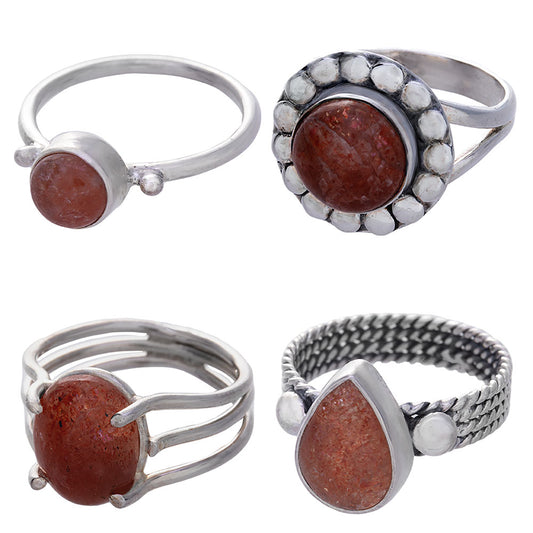 Sunstone Ring Assorted Shapes 10-24mm Sterling Silver