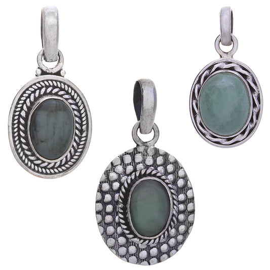 Emerald Medium Fancy Pendant 21-34mm Sterling Silver
