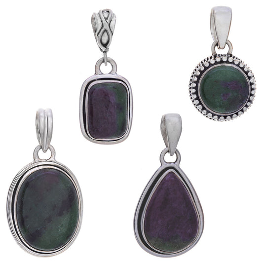 Ruby Zoisite Pendant 19-29mm Sterling Silver
