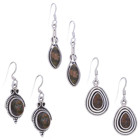 Unikite Earrings Assorted Shapes 30-35mm Sterling Silver (Copy)