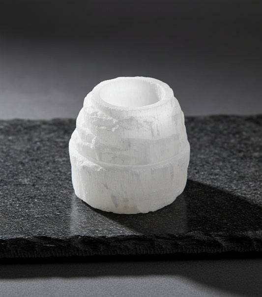 2 1/2" Satin Spar Selenite Iceberg tealight holder