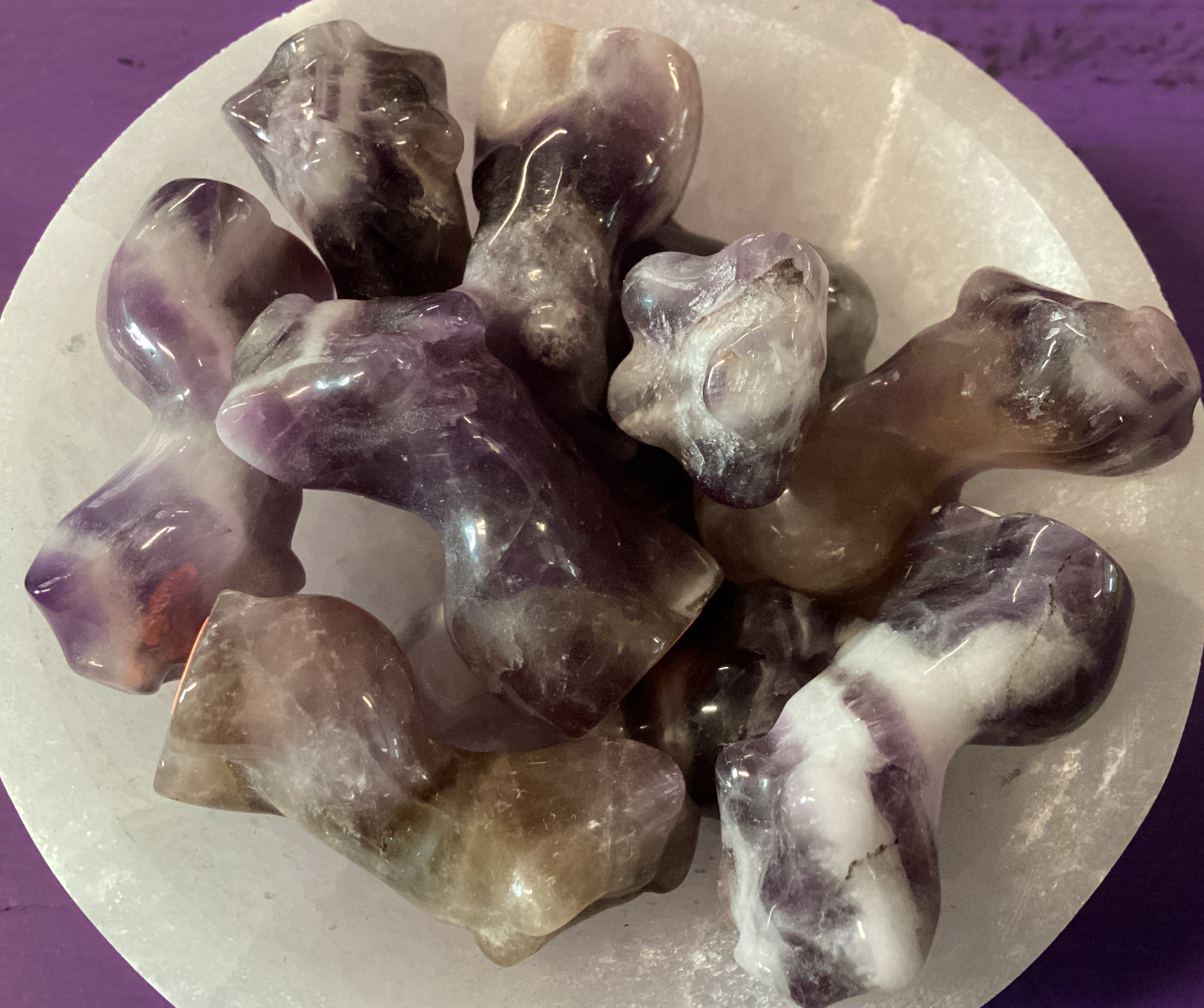 Chevron Amethyst is amethyst (purple quartz) mixed with milky white quartz