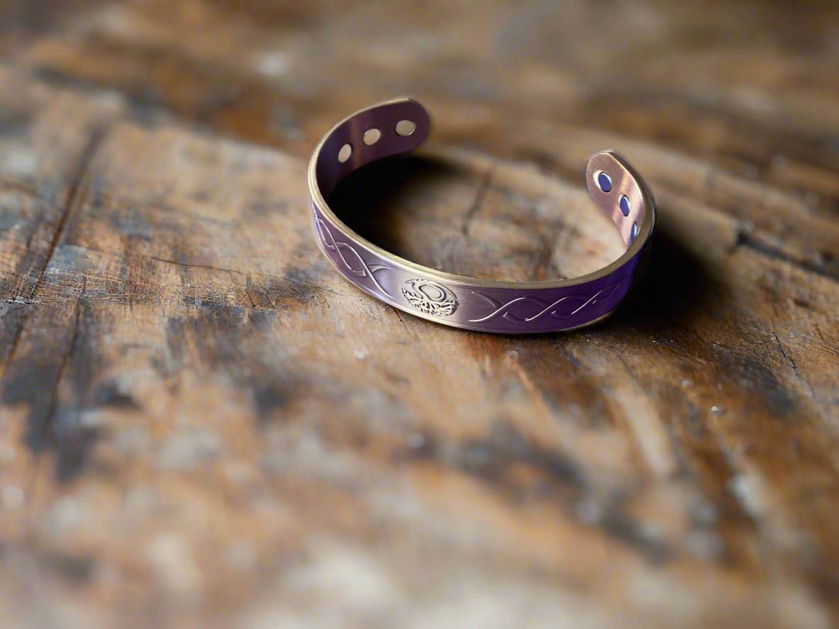 Magnetic Copper Bracelet embossed with the Four Elements.