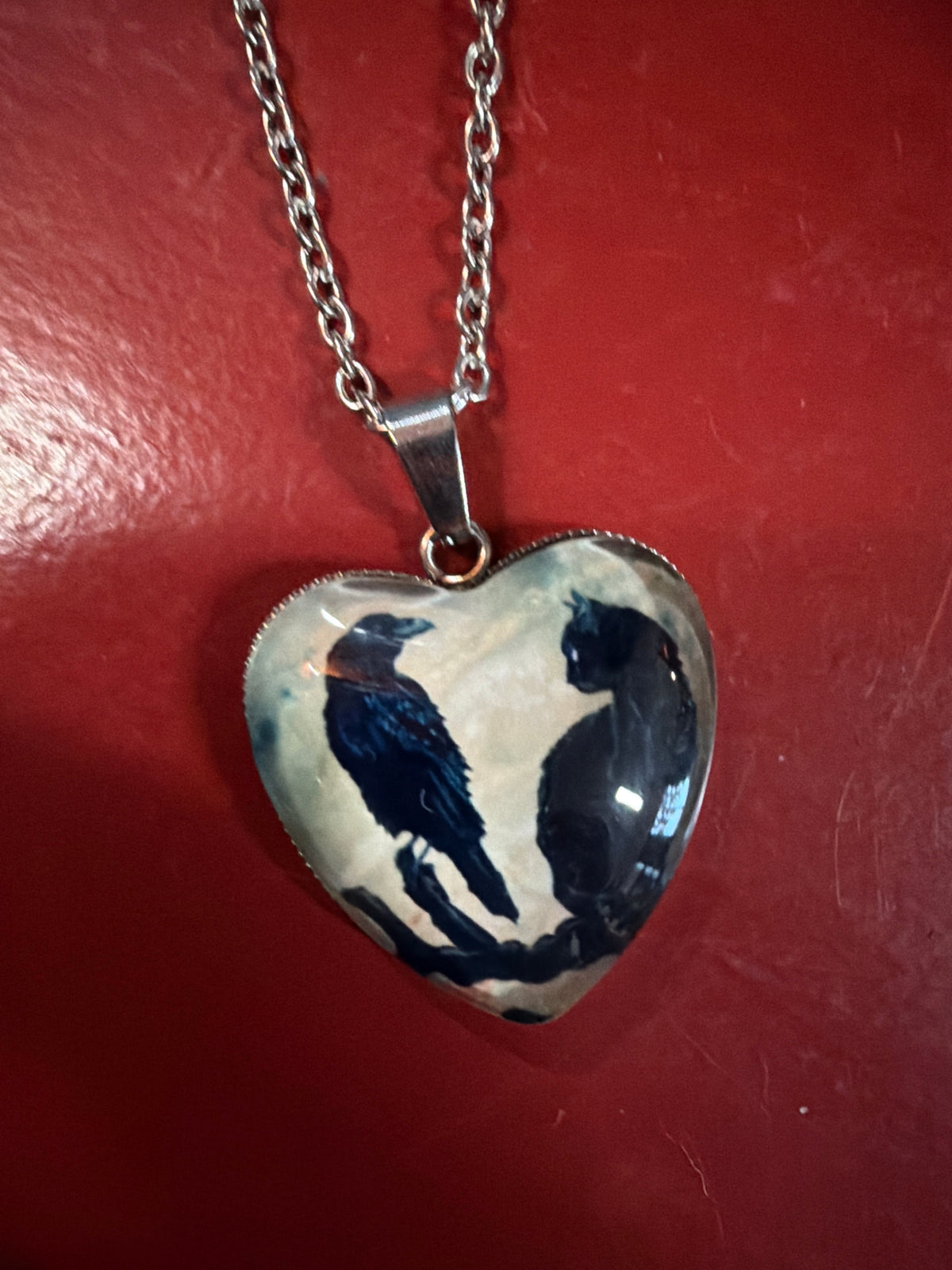 Crow & Black Cat Resin necklace