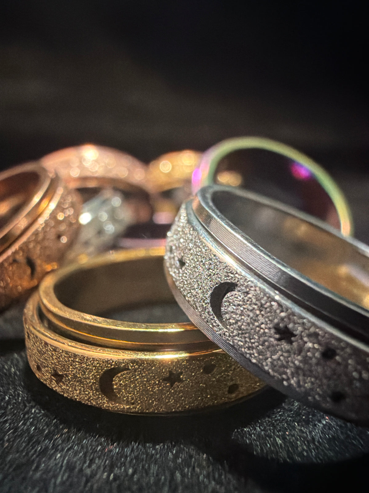Moon and Star Fidget Rings