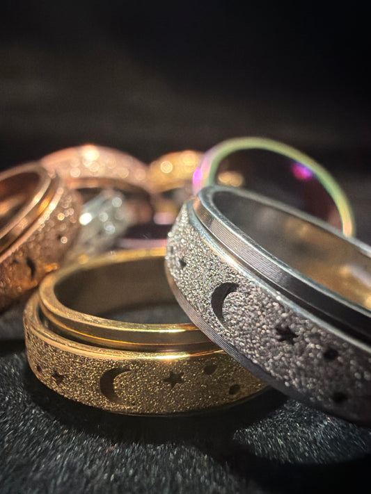 Moon and Star Fidget Rings