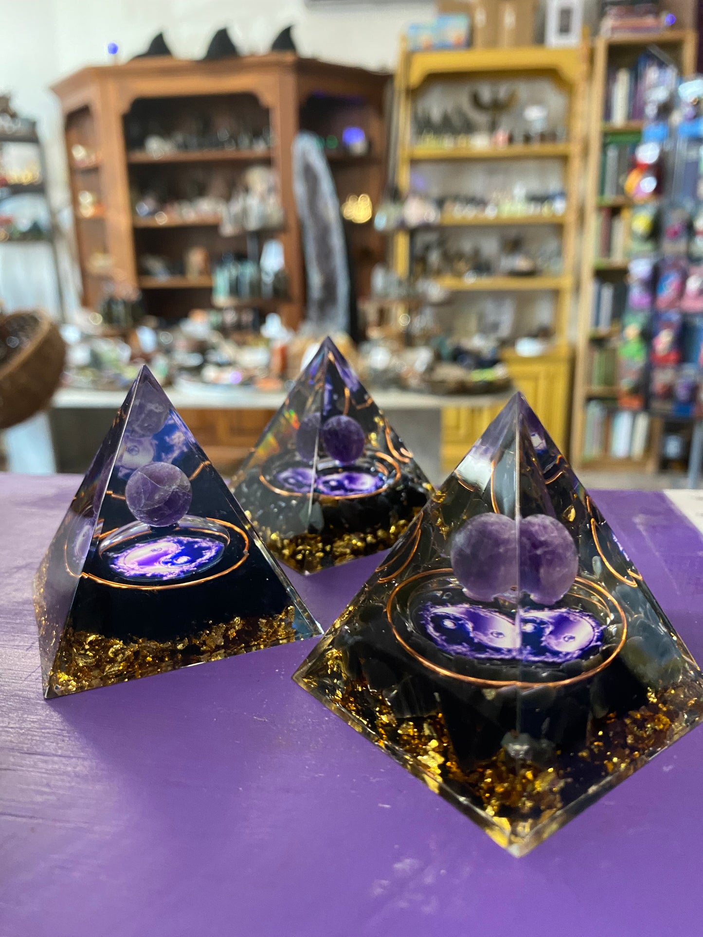 Amethyst & Obsidian Orgone Pyramid