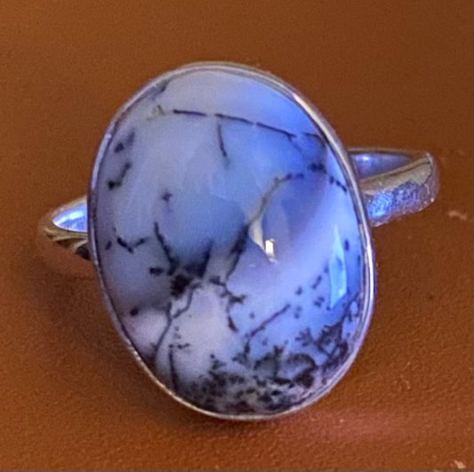 Dendritic Opal ring size 8 Sterling Silver
