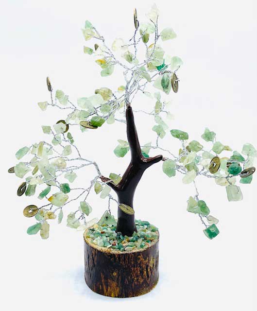 Green Aventurine crystal gemstone Tree with Coins