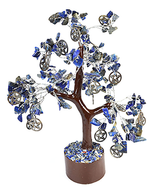 Lapis W pentacles crystal gemstone tree (300 beads)