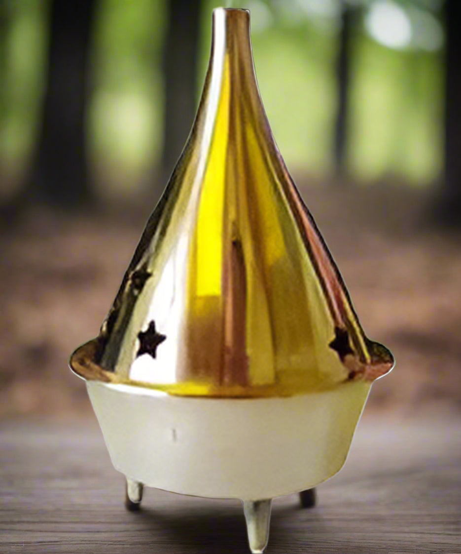 3" Brass cone and Resin incense Burner
