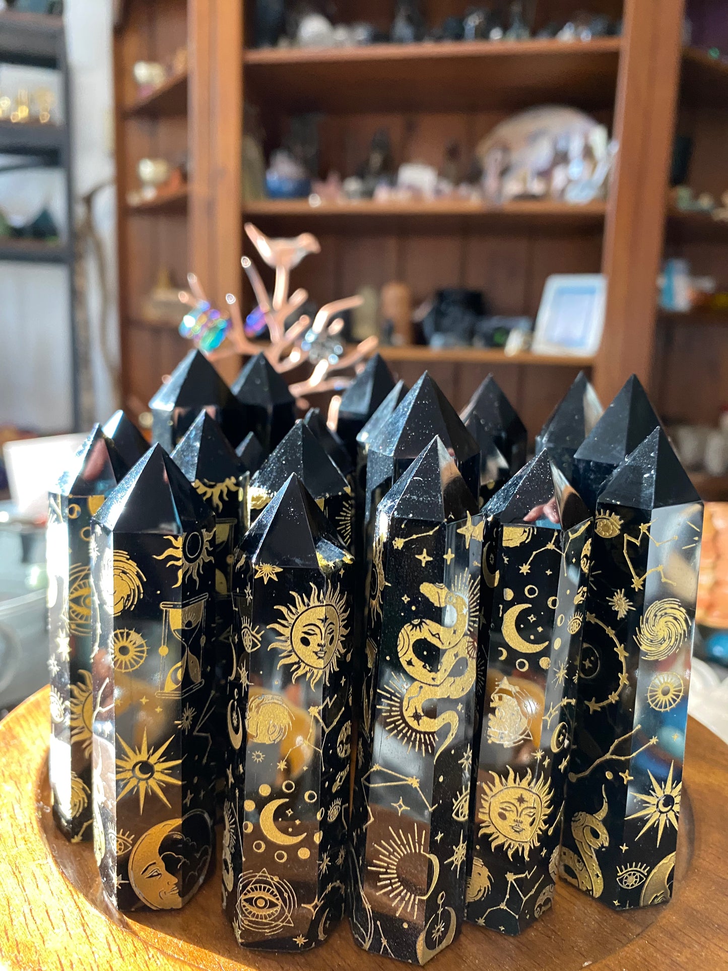 Obsidian, Black Snake & Sun Laser Printed Tower