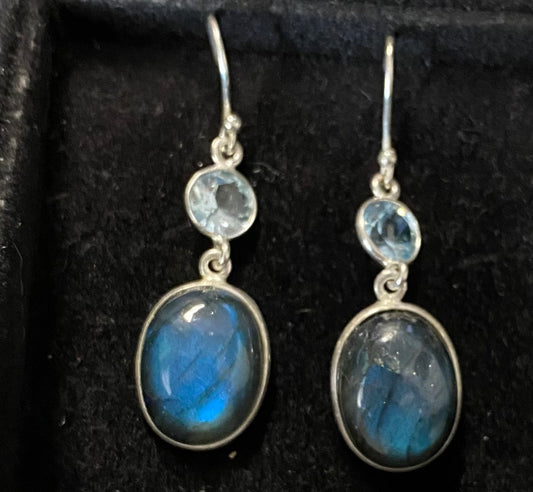 Labradorite & Blue Topaz earrings
