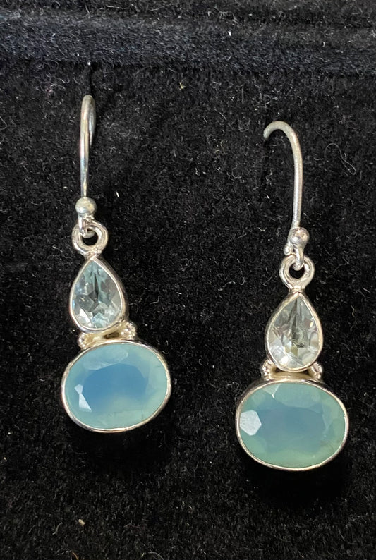 Chalcedony & aquamarine earrings