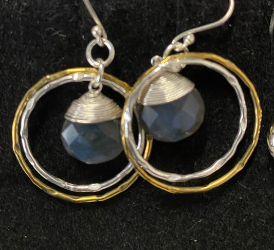 Labradorite circle earrings
